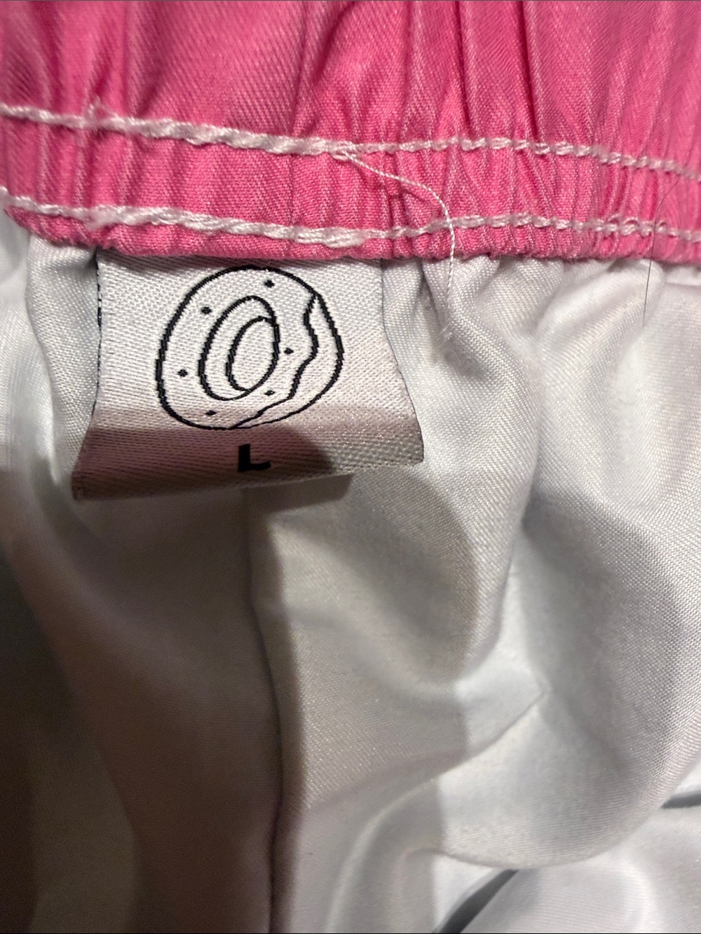 White Athletic Shorts with Pink and Blue Diagonal Panels - Picture 3 of 3